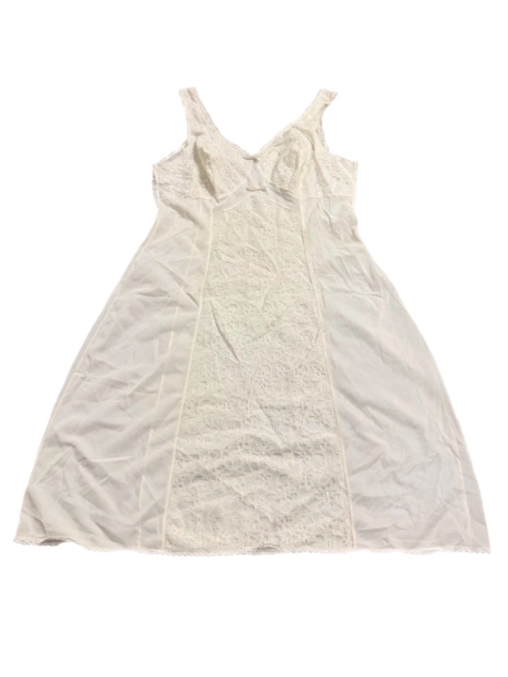 70s European Vintage Triumph Silky Lace Slip Dress (Ivory/White) Size M/L EU 42